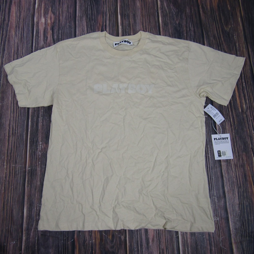 Playboy Shirt Mens‎ Large Cream Classic Logo Tee T-Shirt Pacsun Streetwear New